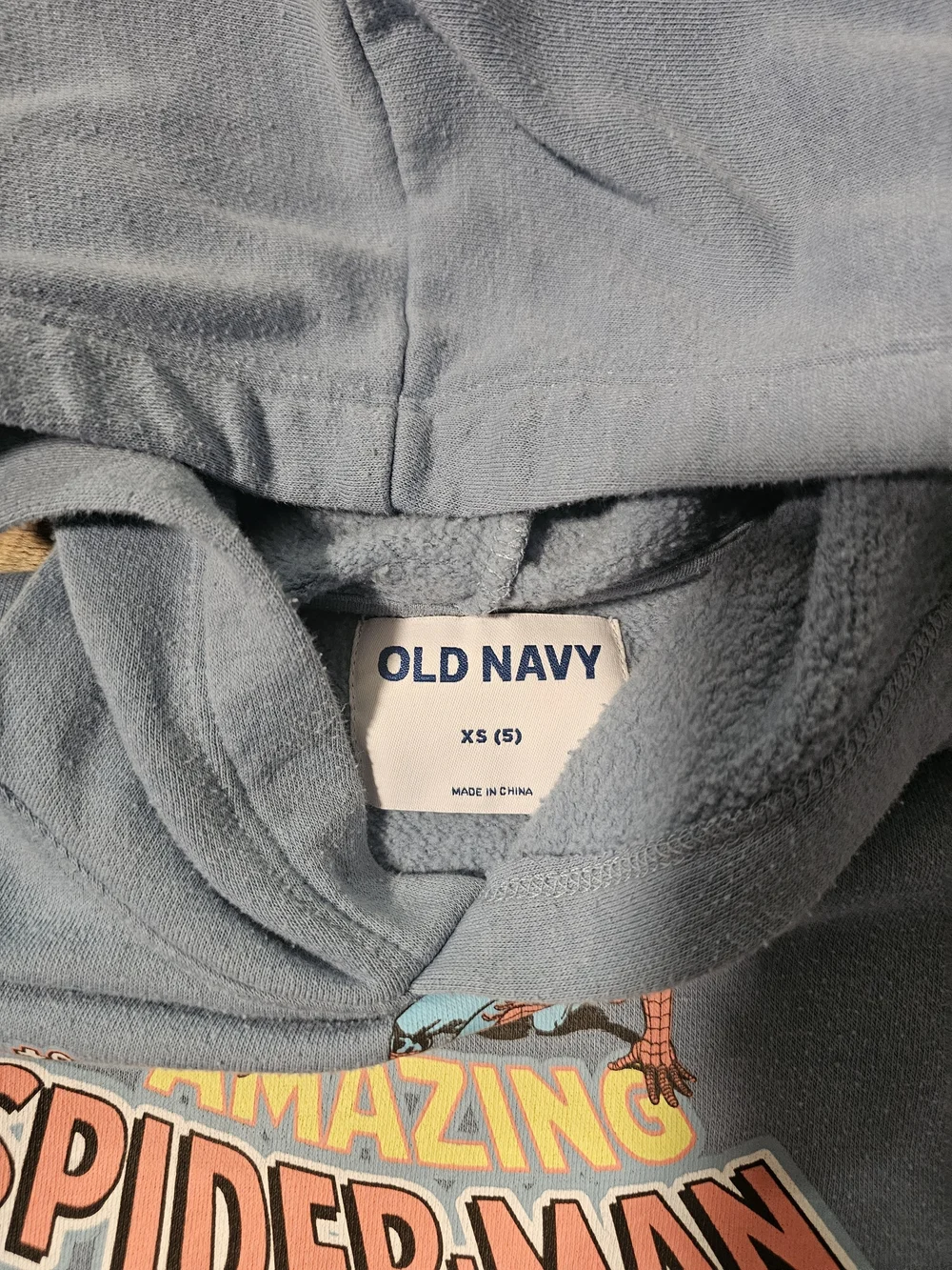 Old Navy Boys Retro Spiderman Blue Pullover Hoodie - Size 5